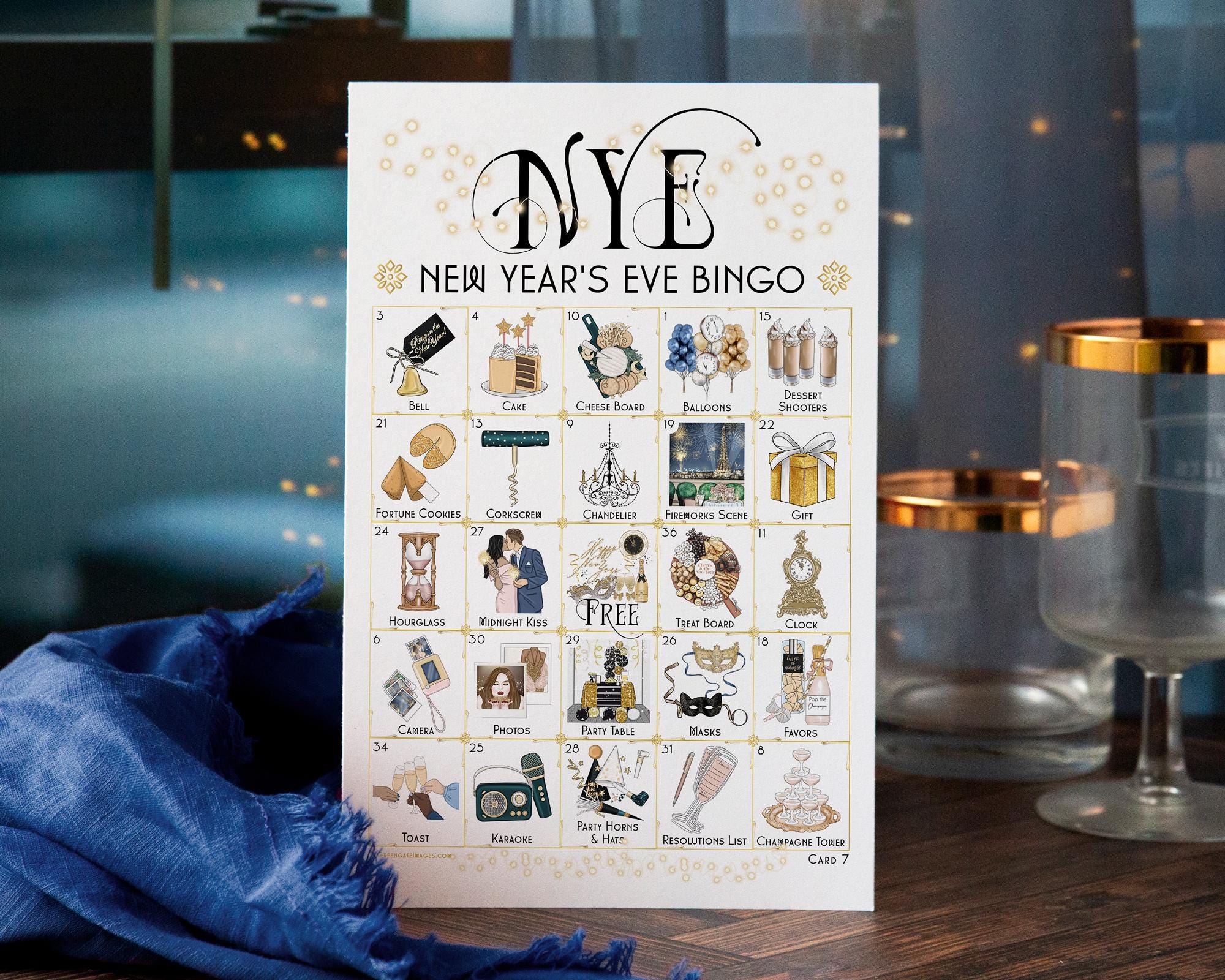 New Year's Eve Bingo Cards - 50 PRINTABLE Cards for Instant Download ...