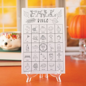 Tarjetas de bingo de otoño en blanco y negro: bingo imprimible, 50 tarjetas, idea para fiesta de otoño, actividad para personas mayores, juego de colorear para niños, celebración del otoño