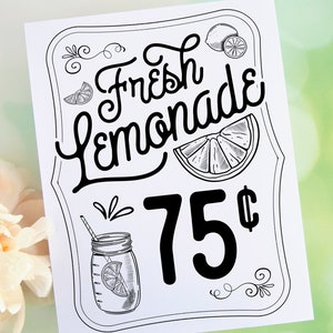 Plaque de limonade fraîche - modèle de plaque imprimable Corjl 8,5 x 11".