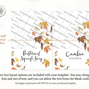 Fall Leaf Place Card - Printable Placecard, Corjl Buffet Cards Food ...