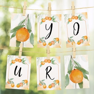 Banner de mensagem de laranjas e folhas: bandeirinhas cítricas retangulares que você edita no Corjl para criar banners personalizados. 100js