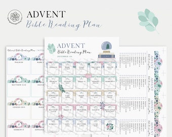 Advent Bible Reading Plan - PRINTABLE - Advent calendar, Advent bookmarks, Bible passages and note taking, Bible Schedule, Digital Download