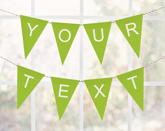 Lime Green Letter Banner - editable banner, bunting letters, party decor, party printable, custom banner message, fillable pdf, chartreuse