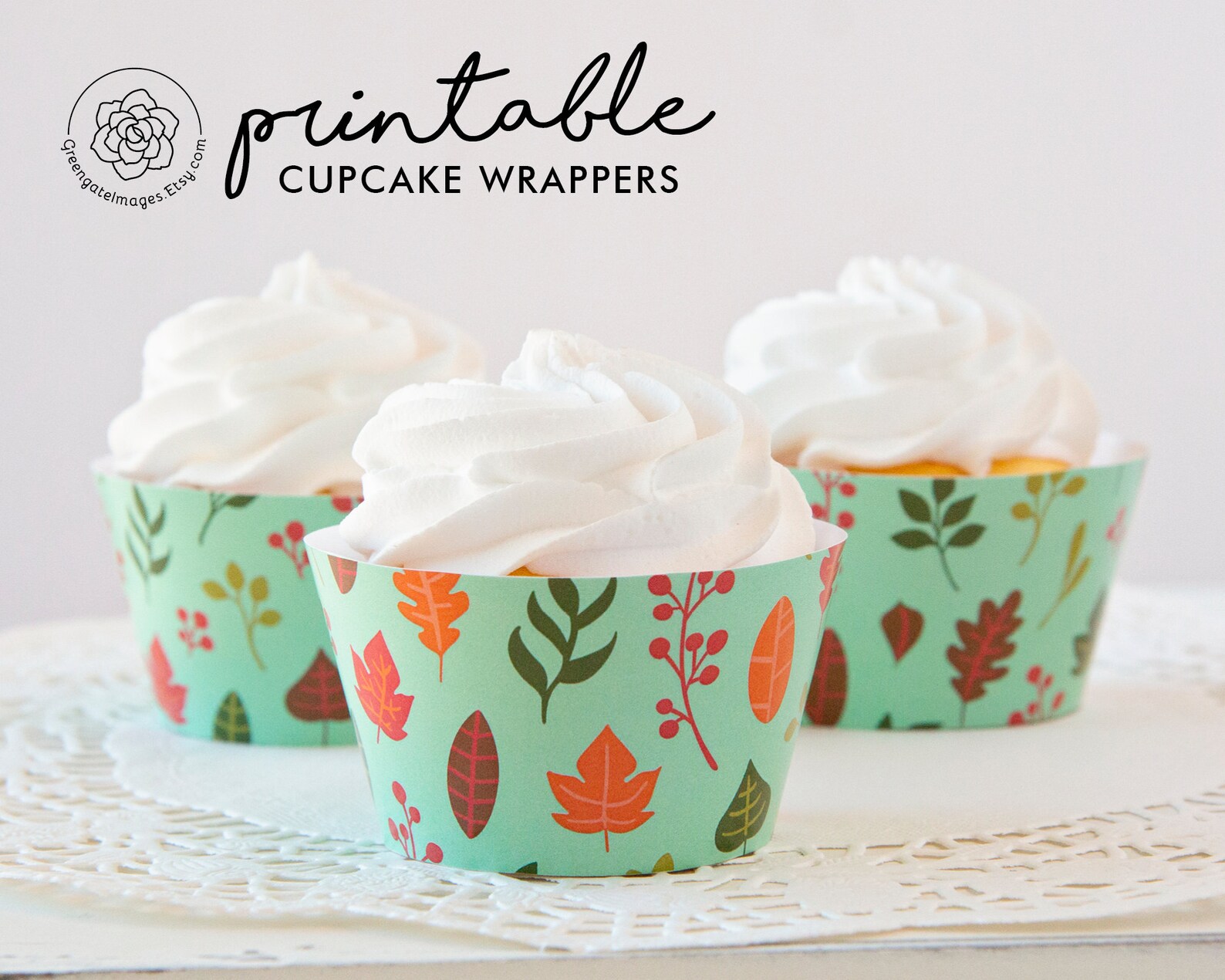 Fall Cupcake Wrappers printable cupcake wrappers aqua and Etsy
