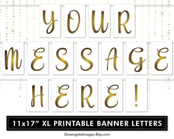 xl message banner 11x17 inch gold letter bunting wedding etsy india