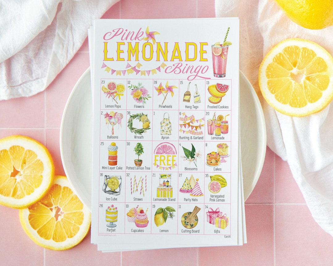 Pink Lemonade Bingo - 50 PRINTABLE Unique Cards. Instant Digital ...