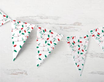 Christmas Light Bunting - PRINTABLE banner, instant download, christmas banner, christmas decorations, printable christmas ideas, simple