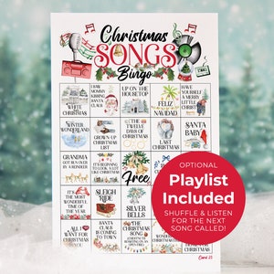 Christmas Song Bingo - 50 einzigartige Karten zum Ausdrucken. Sofortiger Download PDF. Lustige musikalische Aktivität für Büropartys, Weihnachtslieder, Klassenzimmer, Kinder.