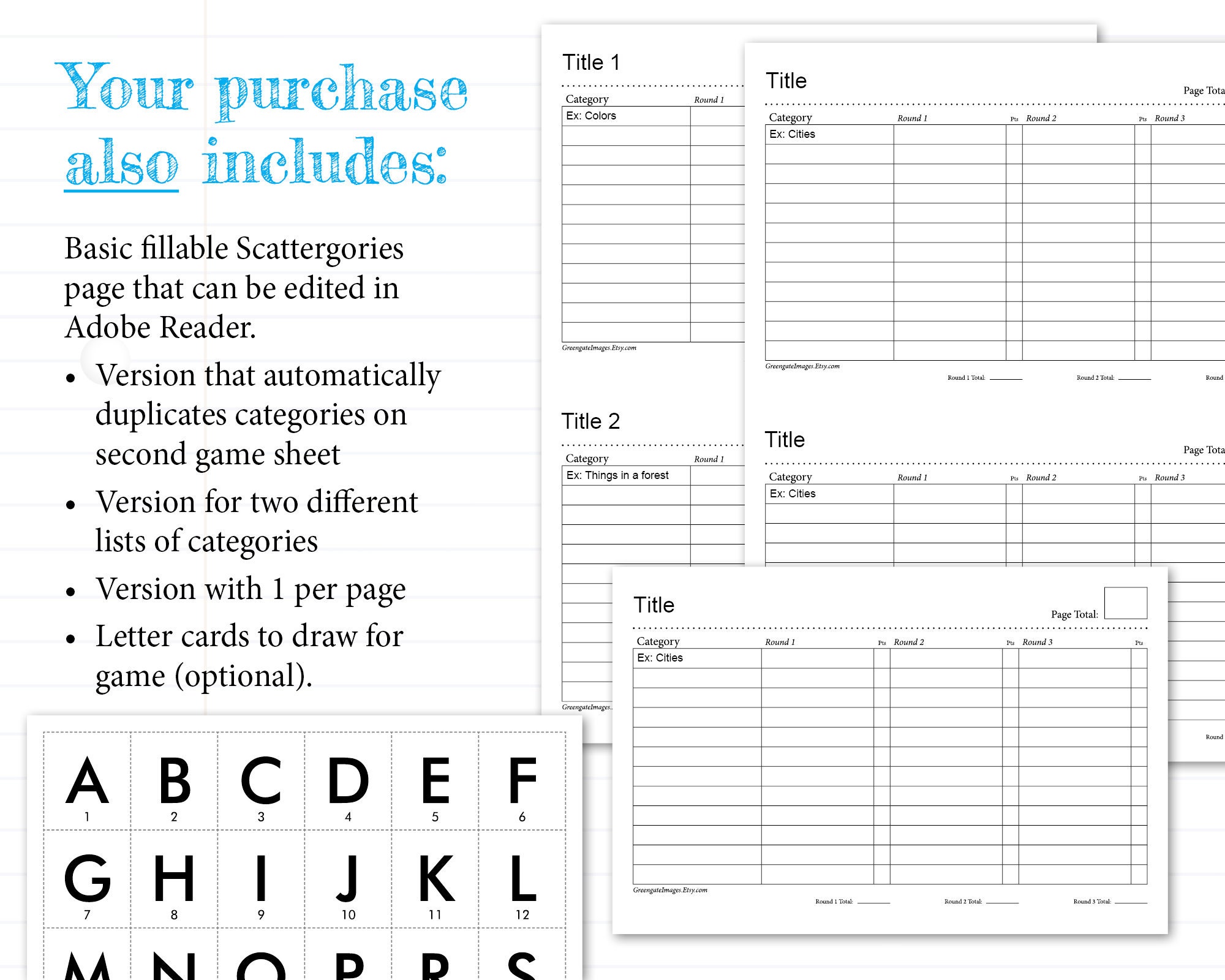 School Scattergories Printable Scattergories Template Party - Etsy Canada
