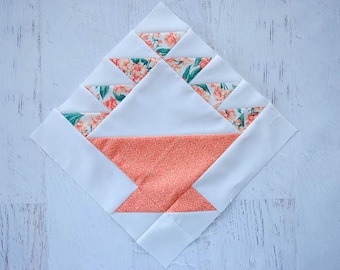 Patrón de bloque de edredón de cesta de frutas / Tamaños de 5", 10" y 15" / Patrón de edredón en PDF