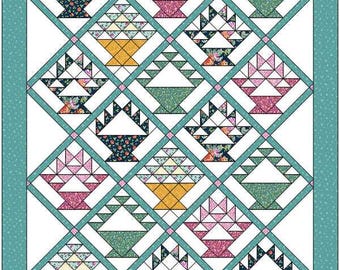 Patrón de colcha con parches de canasta / Opciones de colcha para bebé, manta o tamaño completo / Descarga en PDF / Diseño preciso