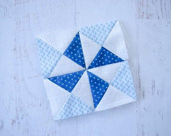 Patrón de bloque de edredón de ventilador eléctrico / Descarga en PDF / 7 tamaños de bloque