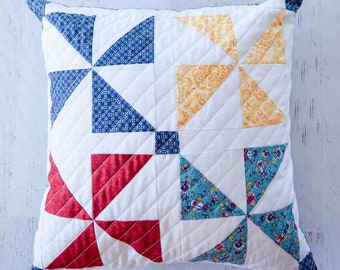 Patrón de costura para almohada de rueda de molino: Tutorial para principiantes de almohadas acolchadas (Descarga PDF)