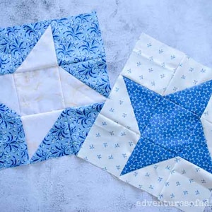 Friendship Star Quilt Block PDF Pattern - 5 block sizes - Beginner Friendly