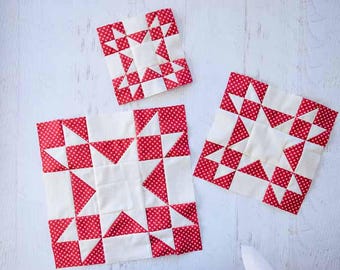 Bloque de edredón de estrella Amish / 5 tamaños / Piezas tradicionales / Descarga en PDF