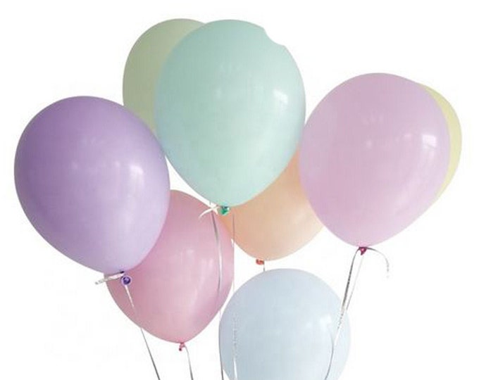 14 LARGE PASTEL BALLOONS rainbow colours matt macaron latex 2 of each colour, baby shower, wedding anniversary or childrens birthday party
