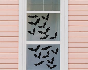 24 BLACK BAT window clings Lots of creepy to fun will definately delight your guests decorate your windows or you can stick anywhere
