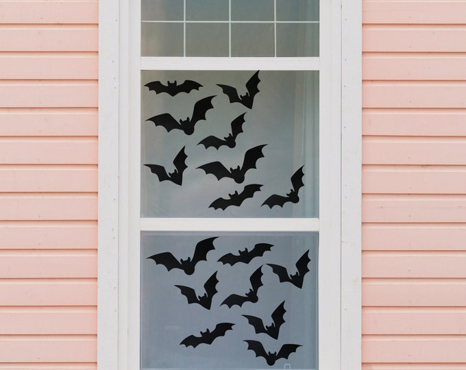 24 BLACK BAT window clings Lots of creepy to fun will definately delight your guests decorate your windows or you can stick anywhere