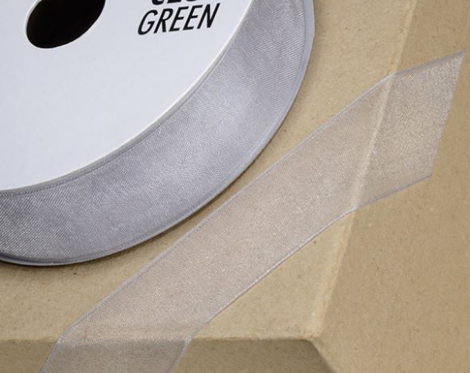 SILVER woven edge organza ribbon full 25 meter reel ideal for decorating wedding party, gifts or crafts 3mm 6mm 10mm 15mm 23mm