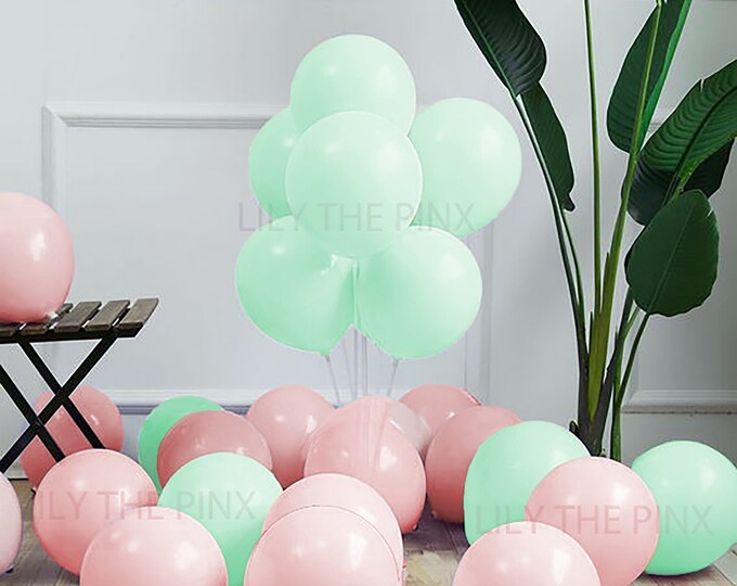 12 pack of PASTEL RED and pastel GREEN 300mm macaron latex balloons baby shower gender reveal or childrens birthday party