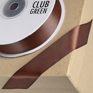 10mm x 25m SCHOKOLADE braun DOUBLE SIDED Satinband volle Rolle ideal für die Dekoration von Hochzeit, Geschenken oder Basteln