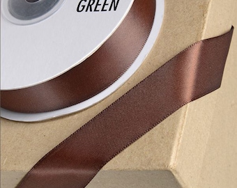 10mm x 25m CHOCOLATE brown DOUBLE SIDED satin ribbon full reel ideal for decorating wedding party, gifts or crafts