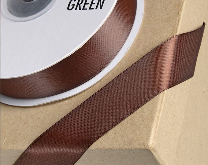 10mm x 25m CHOCOLATE brown DOUBLE SIDED satin ribbon full reel ideal for decorating wedding party, gifts or crafts