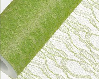 150mm x 10m LIME GREEN LACE net on a roll great for crafting, hatmaking, wedding hair, floral decorations and bouquets