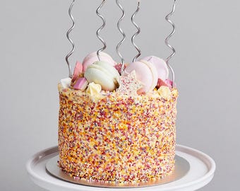 HOOTYBALLOO 12 SILVER CURLY candles come with holders birthday party cake silver wedding anniversary. 18th 21st 25th 60th birthday