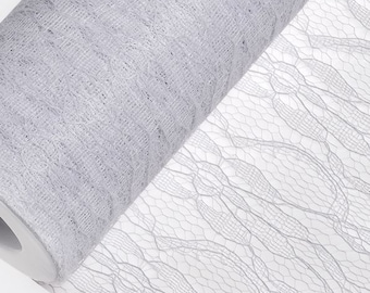 WIDE 290mm x 10m WHITE LACE net on a roll great for crafting, hatmaking, wedding hair, floral decorations and bouquets