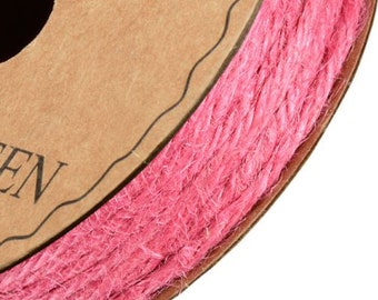 Fuchsia pink HESSIAN burlap coloured STRING full reel 10m x 2mm ribbon  gifts or crafts Great for christmas decorating and hanging baubles