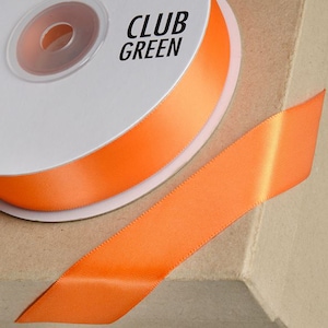 25m ORANGE DOUBLE SIDED satin ribbon full 25m meter reel ideal for decorating wedding party, gifts or crafts halloween decorations