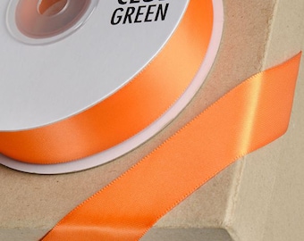 25m ORANGE DOUBLE SIDED satin ribbon full 25m meter reel ideal for decorating wedding party, gifts or crafts halloween decorations