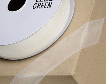Free Postage! 25m reel IVORY CREAM organza woven edge ribbon ideal for decorating wedding party, gifts or crafts 3mm 6mm 10mm 15mm 23mm