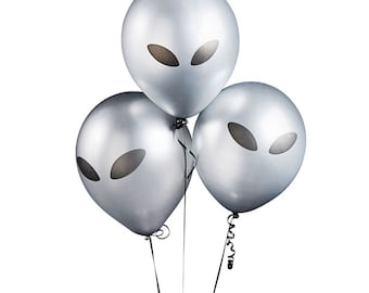 FABULOUS ALIEN BALLONS schwarz & silber Kindergeburtstag party space alien party halloween feier ballons dekoration