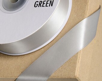 SILVER grey gray DOUBLE SIDED satin ribbon full 25 meter reels ideal for christmas wedding party, gifts crafts 3mm 6mm 10mm 15mm 23mm 38mm