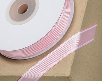 12mm pink GROSGRAIN RIBBON with WHITE stitching 12mm x 10 meters for decorating wedding or party venues, gifts or crafts