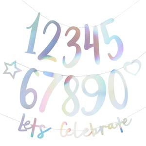 Iridescent SILVER re useable birthday party banner or good for an anniversary party personalise it for your celebration. great value