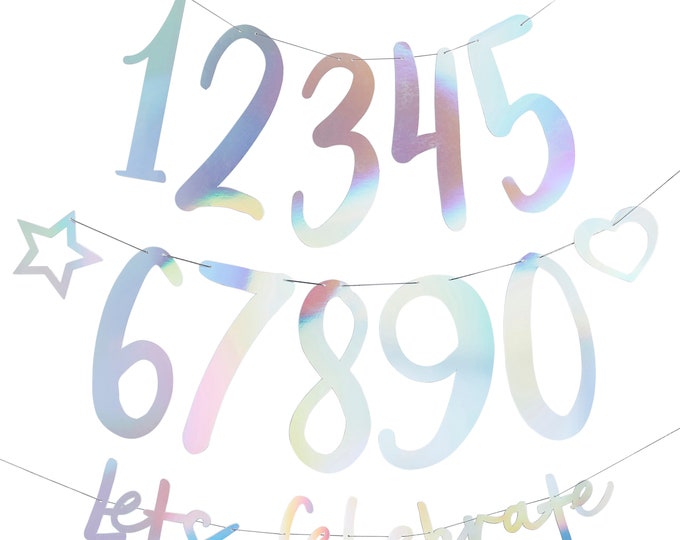 Iridescent SILVER re useable birthday party banner or good for an anniversary party personalise it for your celebration. great value