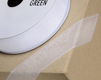 WHITE woven edge organza ribbon full 25 meter reel ideal for decorating wedding party, gifts or crafts 3mm 6mm 10mm 15mm 23mm