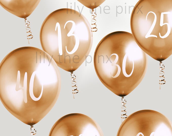 FREE POSTAGE! 10 Metallic gold BIRTHDAY party balloons 5 large numbered balloons 12 inch balloons and 5 large plain  gold balloons