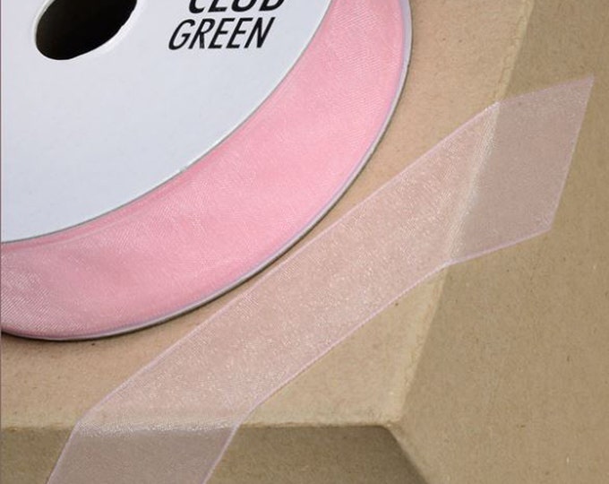 PINK woven edge organza ribbon full 25 meter reel ideal for decorating wedding party, gifts or crafts 3mm 6mm 10mm 15mm 23mm