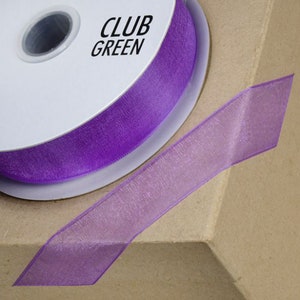 PURPLE woven edge organza ribbon full 25 meter reel ideal for decorating wedding party, gifts or crafts 3mm 6mm 10mm 15mm 23mm