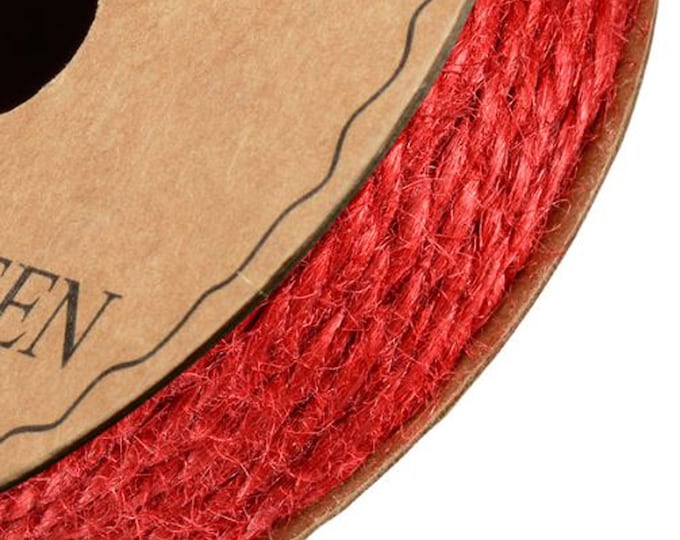 Red HESSIAN burlap coloured STRING full reel 10m x 2mm ribbon  gifts or crafts Great for christmas decorating and hanging baubles