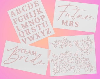 BRIDE TO BE stencil set for hen party bridal shower or bachellorette party