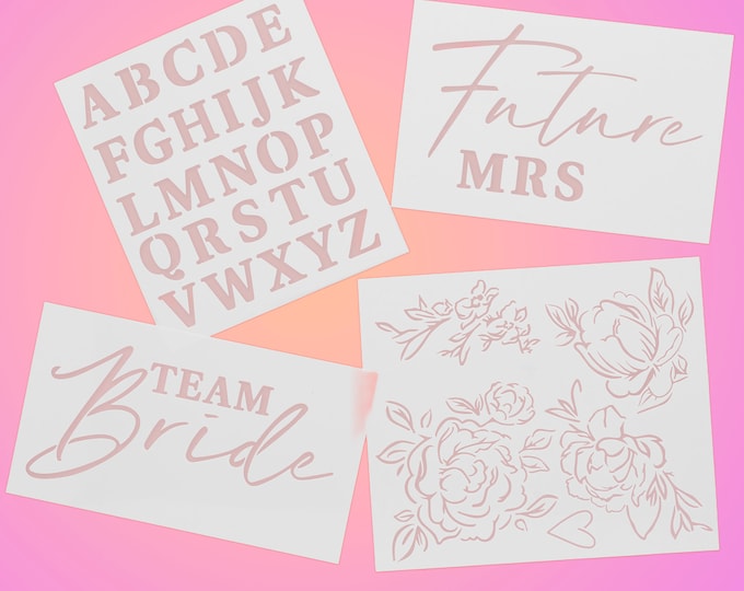 BRIDE TO BE stencil set for hen party bridal shower or bachellorette party
