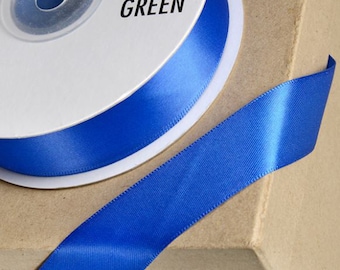 Royal BLUE DOUBLE SIDED satin ribbon full 25 meter reel ideal for coronation decorating wedding party venue 3mm 6mm 10mm 15mm 23mm 38mm