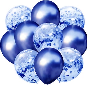 10 pack blue balloons. 5 metallic blue and 5 blue confetti filled balloons 45th sapphire anniversary childrens birthday party image 1