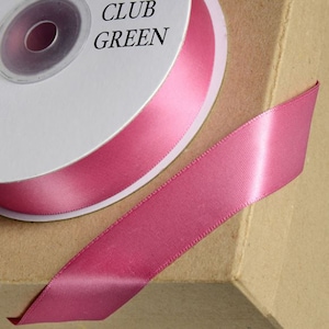 Dusky Deep PINK DOUBLE SIDED satin ribbon full 25 meter reel ideal for coronation decorating wedding party venue 3mm 6mm 10mm 15mm 23mm 38mm