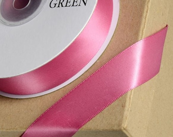 Dusky Deep PINK DOUBLE SIDED satin ribbon full 25 meter reel ideal for coronation decorating wedding party venue 3mm 6mm 10mm 15mm 23mm 38mm